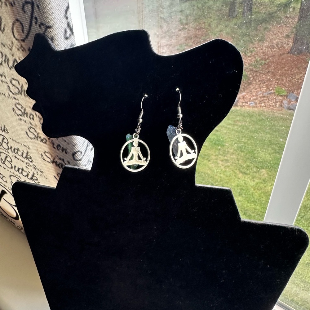 Silver Yoga Pose Dangle Earrings Handmade with Love ☮️❤️🔆